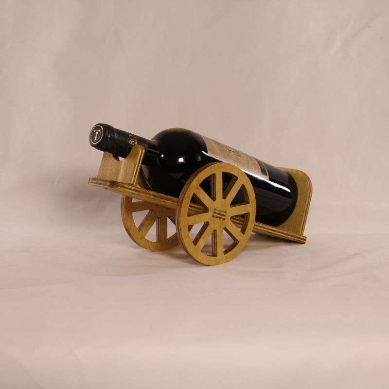 Carreta porta vino de madera
