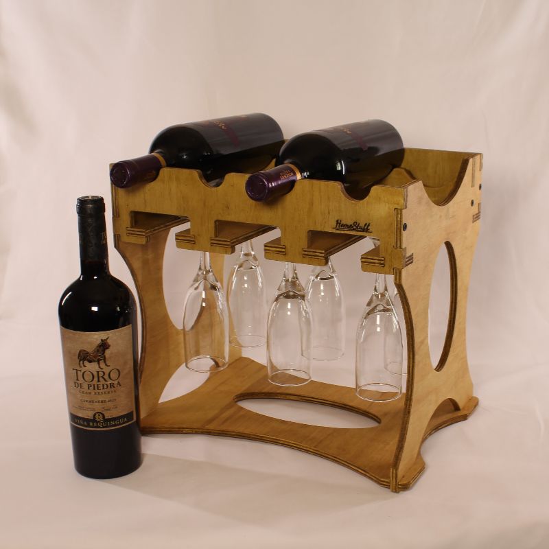 Cava O| Cava de madera para 4 vinos y 6 copas