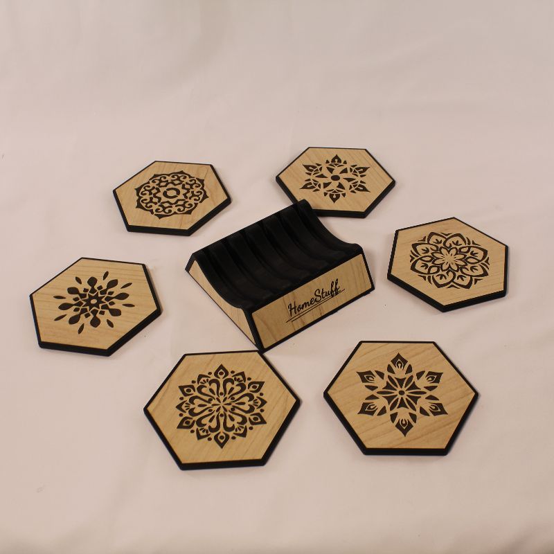 Posavasos Hexagonales con Base | Mandalas